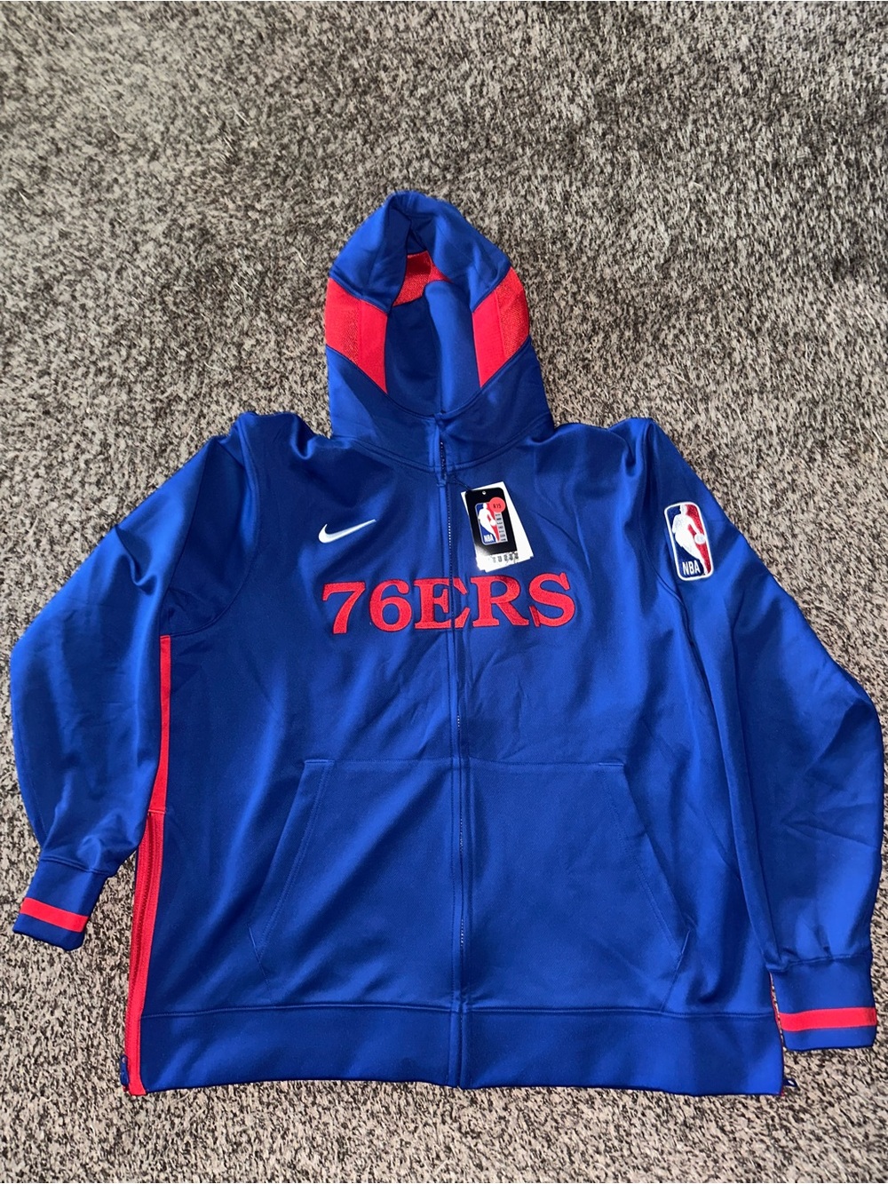 NIKE NBA PHILADELPHIA 76ERS ZIP HOODIE WARM UP.